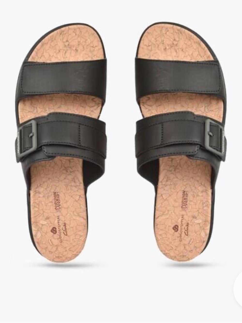 Clark’s Cloudstepper comfort cork footbed buckle side slide on sandals size 7